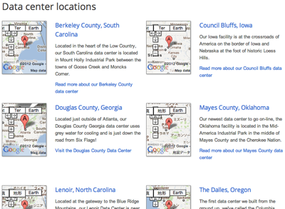 Locations · Google Data Centers