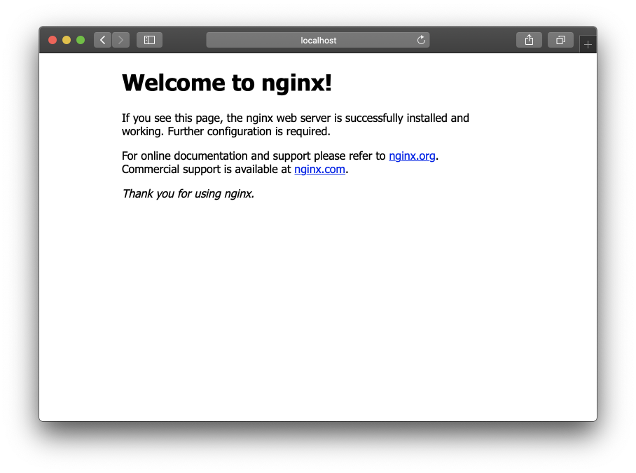 nginxのWelcomeページ