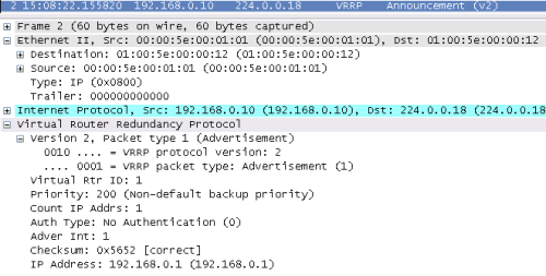 VRRPのパケットキャプチャ